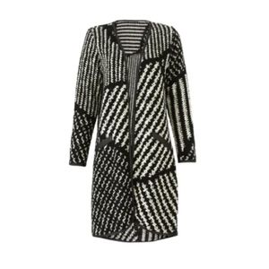 4/$40 Waverly Grey | Contrast Holly Sweater Coat Large Black White USA Made